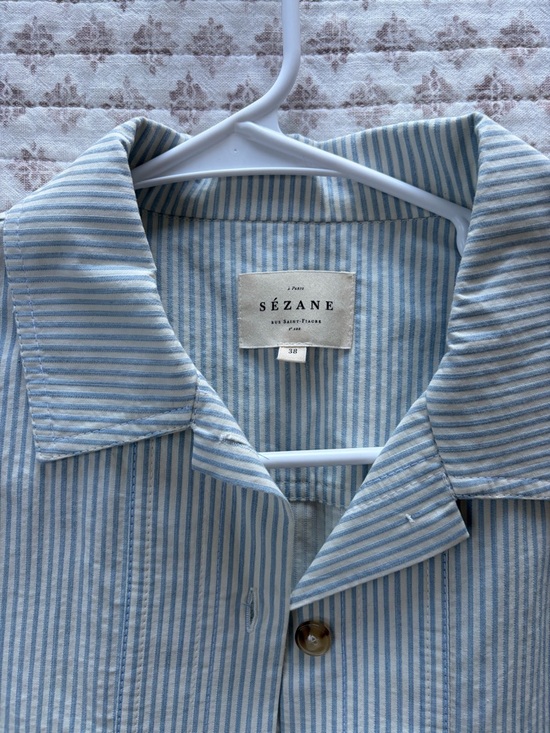 Sezane Light Blue Striped Will Jacket - Picture 2 of 5